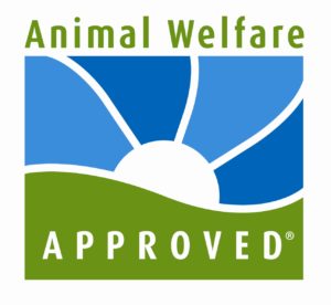 Animal welfare approved logo with black background